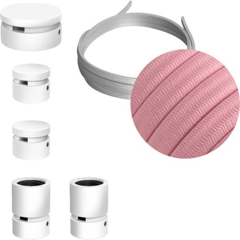 Sistema Filé Wiggle Kit - con cavo di 3 m per catenaria e 5 componenti in legno verniciato bianco per interni