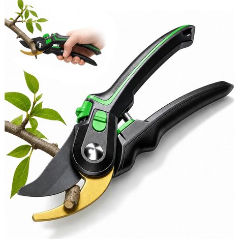 Sécateur de Jardin, Lame SK5, Ressort Assisté, Coupe 35 mm Lames en acier SK5, Coupe 35 mm, Ressort assisté, Ouverture 2 positions, Pour jardin, balcon, plantes d'intérieur (1/5)