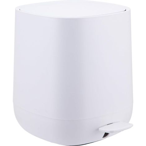 Poubelle Salle de Bain 5L Fermeture Douce, Finition Mate, Seau Amovible, pédale, Blanche 25x21.5x21.5 cm (1/5)