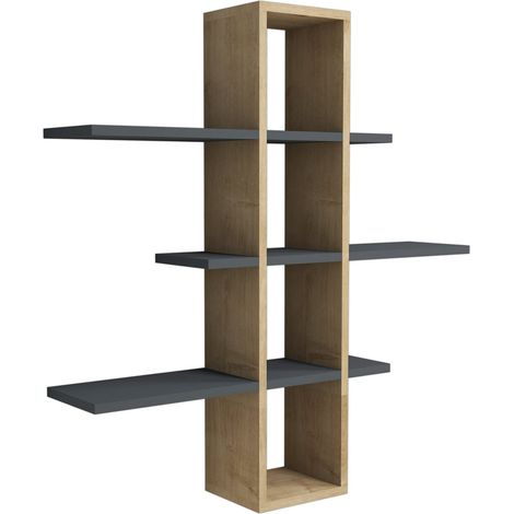 Wandregal aus Holz "Ardo" - 96 x 19 x 101 cm - Saphir, Anthrazit