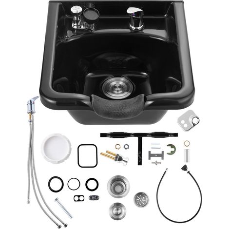 Lavabo de shampoing en ABS, pour salons et maison, facile à nettoyer et installer, idéal pour coiffeurs, spas, barbiers et salons de beauté, noir. (1/5)