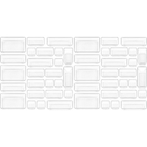 Lot de 50 Organisateurs de Tiroir – 4 Tailles, Rangement Tiroir en Plastique Transparent – Parfait pour Salle de Bain, Coiffeuse, Bureau, Cuisine, Outils et Maquillage (1/5)