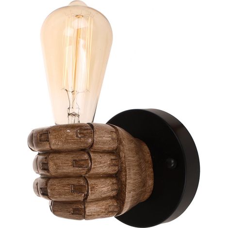 Applique Interno, Vintage Industriale Stile Lampada da Parete in Resina, Creativo Applique Candelabro Pugno con Supporto Edison E27 per Camera da Letto Cucina Corridoio (Marrone/Sinistro)