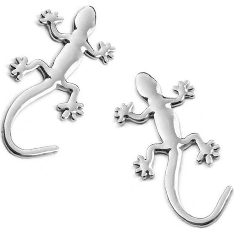 Autocollant décoratif - Gecko - Métal - 3D - Blanc - 2 pcs (1/4)