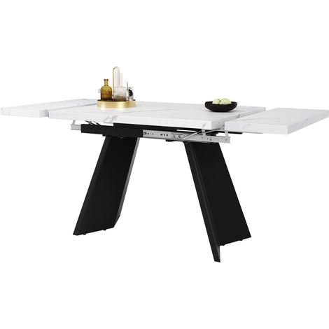 Table blanche extensible 99-159 cm, usage quotidien et repas – Espace de travail généreux, pieds simples pour intérieur moderne (1/5)