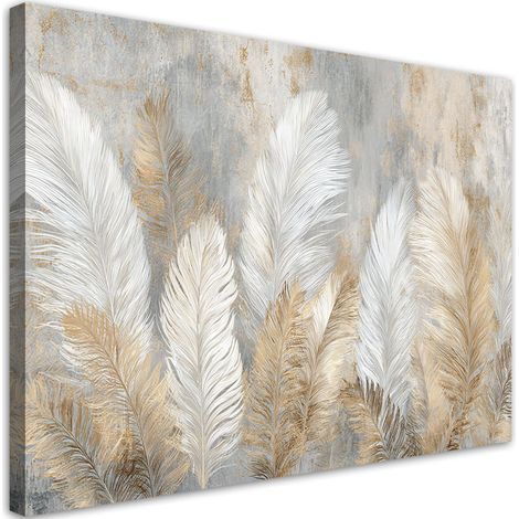Stampe su Tela, Piume decorative di erba della pampa in tonalità beige chiaro - 60x40 (1/2)