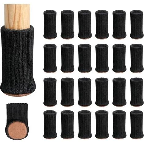 24 chaussettes antidérapantes pour pieds de chaise, pieds de meubles, noires [YJD][YJD] (1/4)