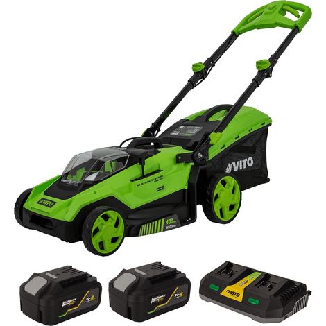 Tondeuse à gazon 40V -2 Batteries lithium 4.0Ah Chargeur Double Moteur Brushless 600m2 VITO