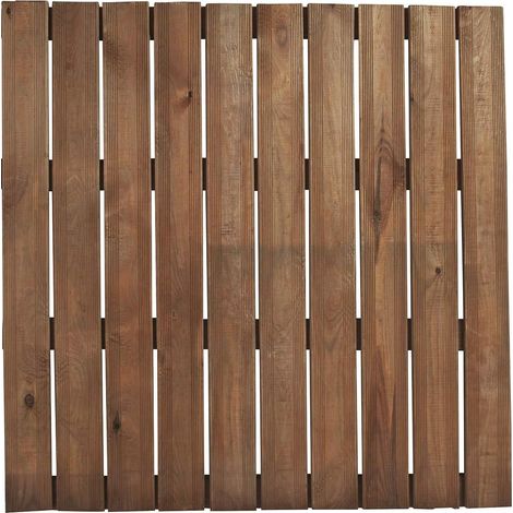 Dalle De Terrasse En Pin - Lot De 10 - Bois Composite - Rainurée Et Lisse - Extérieur Jardin Balcon - Marron - 100x100cm (1/3)