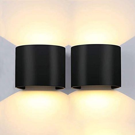 2 Stück Wandleuchte Modern Aluminium Wandlampe mit Einstellbar Abstrahlwinkel LED 12W Innen Aussen Up Down Wandbeleuchtung - Warmweiß (Schwarz)