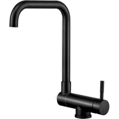 Robinet de Cuisine Noir 304 en Acier Inoxydable Robinet d'évier de Cuisine Robinet Chaud et Froid Robinet de fenêtre intérieure Type de Pliage Rotatif (1/4)