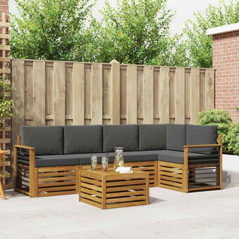 Ecksofa Set 6 pcs Natur und Anthrazit Massivholz Akazie (1/5)