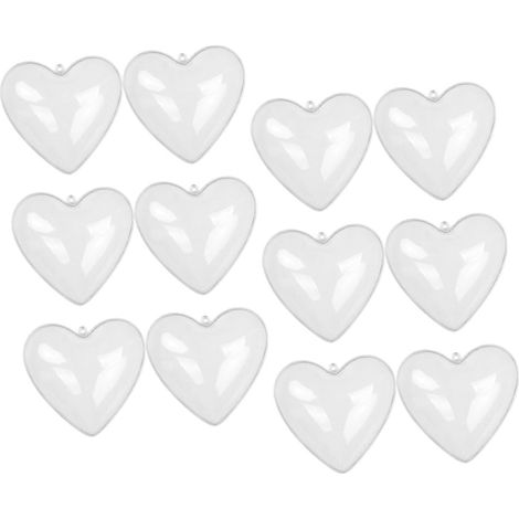 12 boules cœur transparentes à remplir, pendentifs personnalisables pour Saint-Valentin, Noël ou DIY