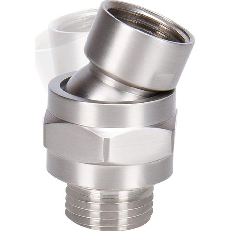 Adaptateur à rotule pivotante pour pommeau de douche - Connecteur de douche en laiton massif, composant d'extension de bras de douche universel ajustable (Nickel brossé) (1/5)