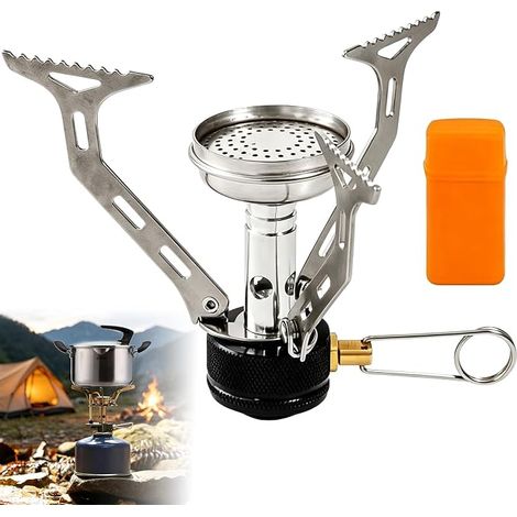 3500W Miniature Gas Stove - Ultralight Foldable Stainless Steel Gas Stove with Storage Box, Ideal for Hiking, Camping, Trekking and Picnics (1/3)