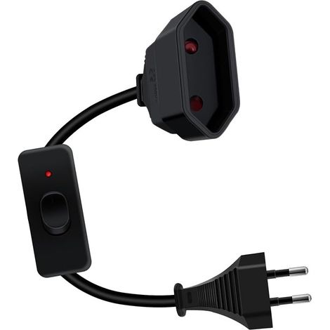 Extension Cord Switch Extension Cable Switch Power Cable Indoor Use PC TV Monitor Black 1 m (1/5)