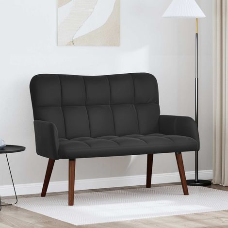 vidaXL Divano a 2 Posti Nero 115 x 61 x 87 cm Velluto (1/5)