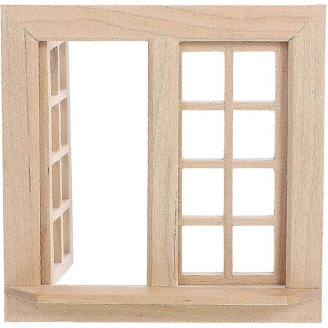 Fenêtres décoratives en bois pour maisons miniatures, destinées à la décoration de maquettes. (1/5)