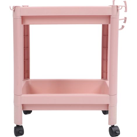 Badezimmerregal auf Rollen, stabiles und langlebiges Eckregal, 2 Ebenen, rosa, freistehend (1/5)