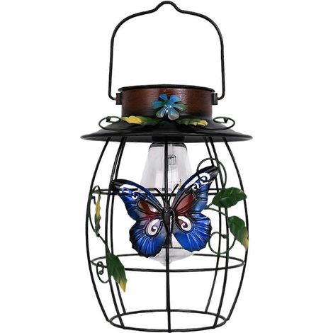 Lampes de jardin, éclairage solaire d'allée, lanternes d'extérieur rétro papillon étanches, 27,5 x 15 cm pour jardins et cours
