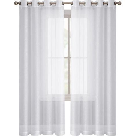 Rideaux voilage légers 140x260 cm – Ensemble de 2 pièces en polyester blanc – Respirants et occultants pour salon et chambre (1/5)