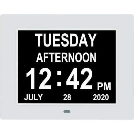 Reloj digital de 7 pulgadas con ocho recordatorios personalizables, función de voz para personas con discapacidad visual y visualización de fecha y hora para personas mayores. (1/5)