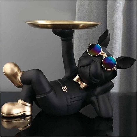 Statue et ANDIAMO objet décoratif Bouledogue Français Sculpture Statue Décoration de Bureau (Casual Bulldog Noir) - Le noir (1/5)