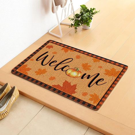 Thanksgiving Tapis De Noël Automne Feuille D'érable Bienvenue Intérieur Paillasson Automne Tapis De Sol pour Cuisine Chambre Salon Décor À La Maison Tapis (1/5)