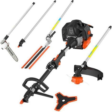 Fuxtec – Petrol 5-in-1 garden multitool 52cc – Angled pole pruner – 3.0 HP engine – Tool-free maintenance – For high branches and confined spaces (1/4)