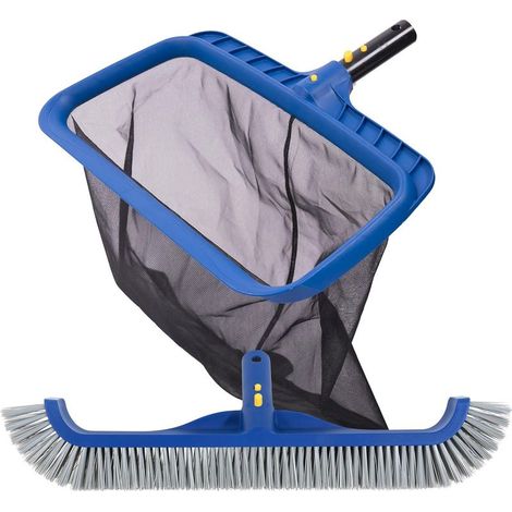 Kit de nettoyage de piscine, filet de skimmer de piscine à mailles fines & brosse de piscine de 45 cm, skimmer de piscine à cadre stable & tête de brosse de piscine professionnelle pour (1/5)
