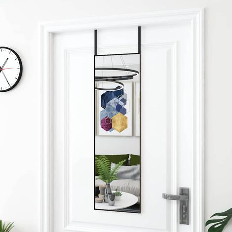 VidaXL Espejo de puerta cristal y aluminio negro 30x100 cm (1/4)