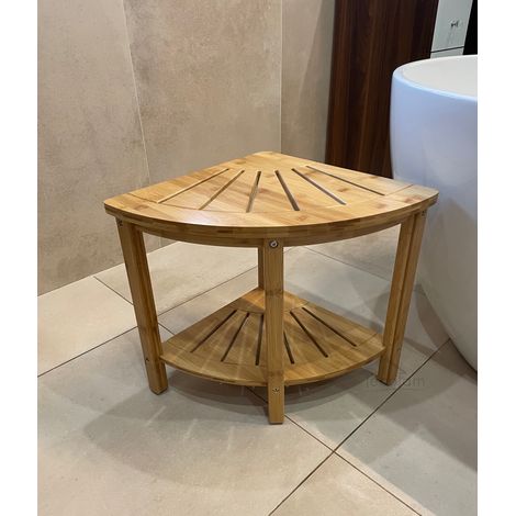 ECOLAM Bambus Hocker Costa 40 x 43 cm Ecktisch Eckduschbank Tisch Badbank Sitzbank Aufbewahrung