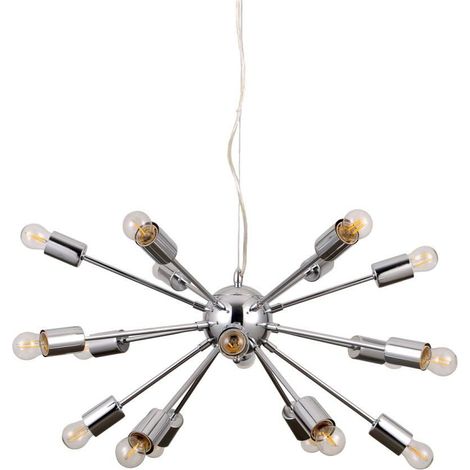Italux Theo - Luminaire suspendu moderne à 18 ampoules, chrome, E27 (1/5)