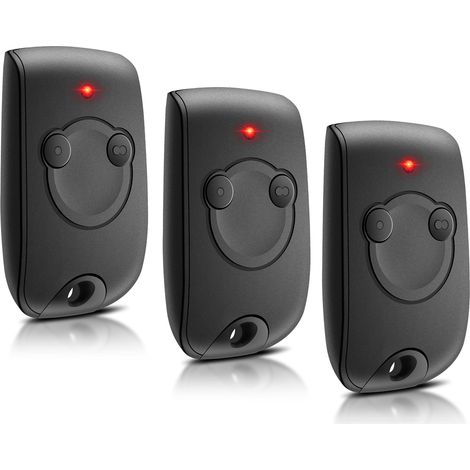 Lot de 3 Télécommandes Portail 2 Canaux 433,42MHz Compatible Keytis Keygo 2RTS Code Rolling Noir (1/3)
