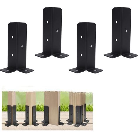Juego de anclaje para postes – Juego con 4 patas de metal galvanizado que incluye herrajes de montaje para terraza, porche y cerca. (1/5)