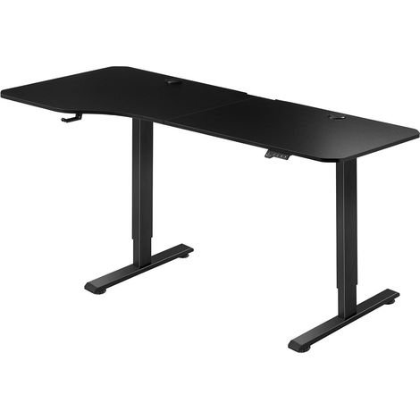 Office Stand 160 x 75 cm Nero Postazione di lavoro regolabile elettricamente in altezza con supporto per cuffie e guida per cavi (1/2)
