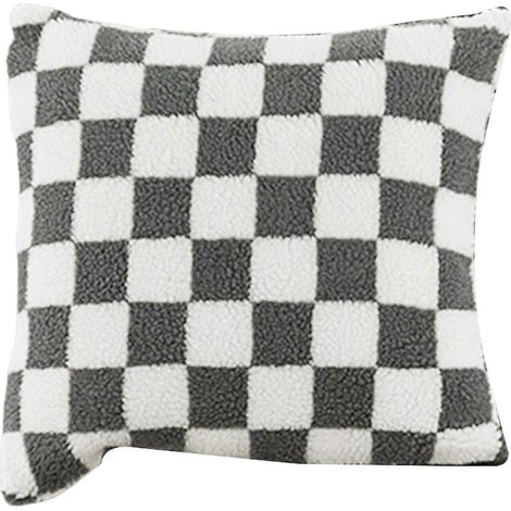 Housse de coussin ultra douce pour la décoration intérieure, coussin à carreaux à poils courts et moelleux pour canapé, coussin de canapé, coussin de sol (1/3)