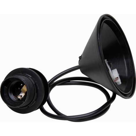 Kopp - Spago per paralume, 11 cm, baldacchino con scarico della trazione e ca. Wentronic 216905049 - Cavo H03VV-F2 x 0,75 mm2, attacco ISO E27 con anello di supporto, colore: nero, 55 cm