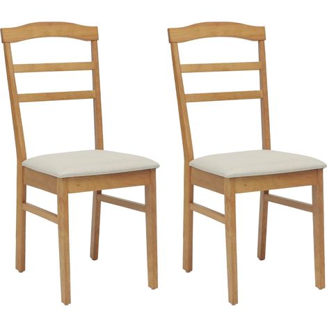 Dining Chair 2 pcs Natural and Light Solid Rubber Wood vidaXL (1/5)