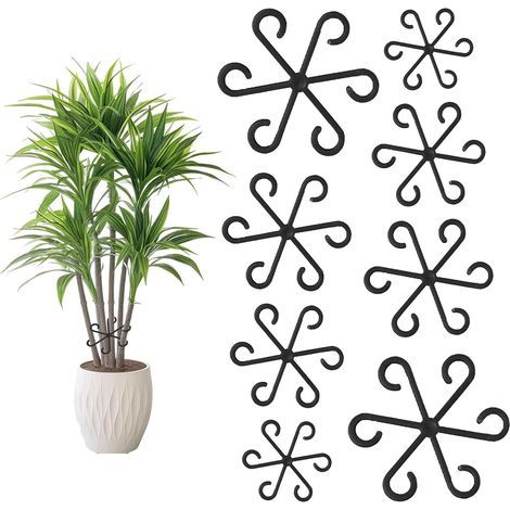 CCYKXA Set of 8 versatile plant supports and plant rings for Monstera plants and garden plant clips in various sizes (black) (1/5)