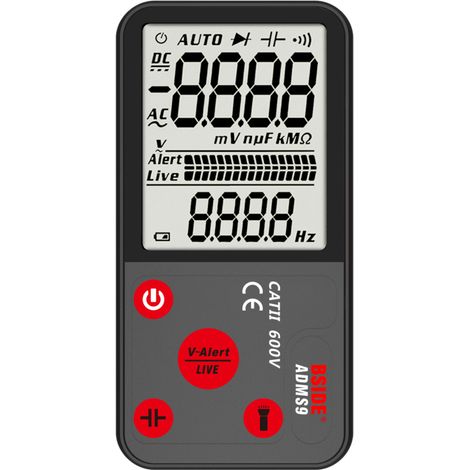 ADMS9 Ultradünnes True-RMS-Multimeter, großes Display, 9999 Zähler, misst Spannung, NCV, Widerstand, Frequenz und Dioden