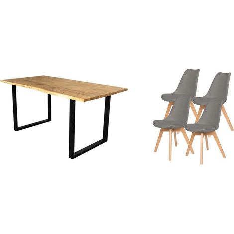 Pack Mesa de Comedor o Cocina Madera Maciza 140cm + Sillas Nordic (1/5)