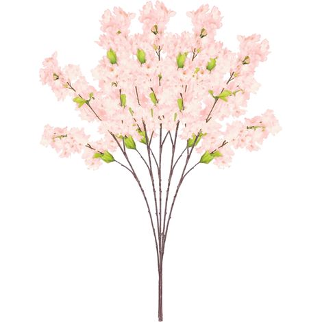 Rama de flores artificiales [5 tallos de cerezo champán] Arreglo floral de seda (1/5)