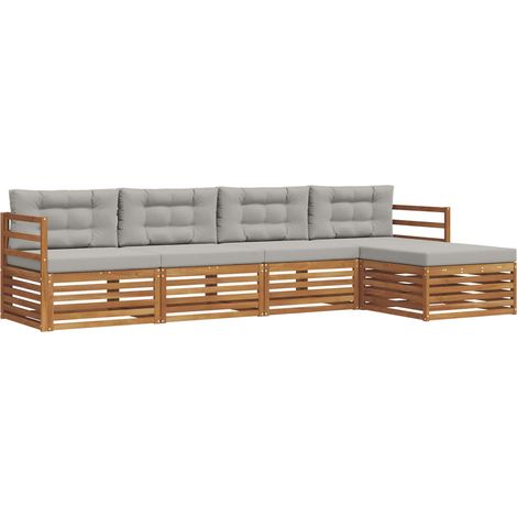 Conjunto de sofás de exterior 5 uds. Gris Natural y Claro vidaXL (1/5)