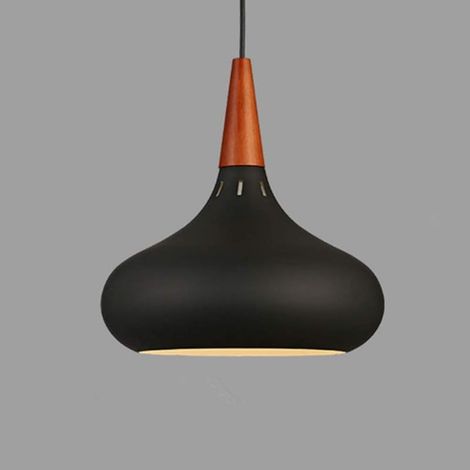Suspensions luminaires Liaison en Bois, Industriel Edison Simplicité Lustre Vintage Plafonnier Luminaire Suspendu-en E27 Abat-jour Style Nordique (noir) (1/5)