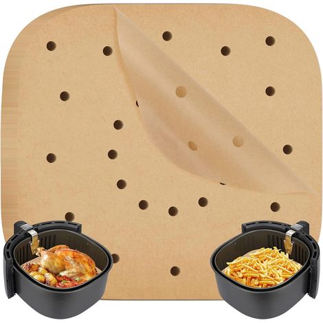 APEX 100 Feuilles Papier pour Friteuse à Air, Perforé Papier à Vapeur sulfurisé Carré de cuisson, Parchemin résistant à la chaleur (1/5)