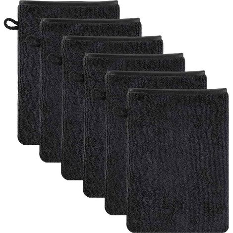 Gant De Toilette - Microfibre 15 x 21 cm - Pour Visage Et Corps - Réutilisable Lavable En Machine - Avec Boucle De Suspension - Lot De 6