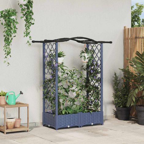 Teenpull – Hochbeet mit Rankgitter und Dach Grau 124 x 40 x 123 cm PP (1/5)