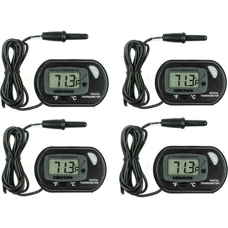 LCD Thermomètres Aquarium, 4 Pièces Thermomètre Digital Numérique avec Sonde Étanche pour Aquarium, Terrarium et Vivarium