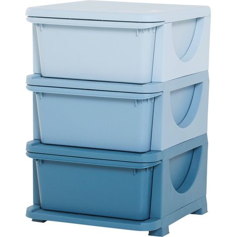 Cajonera Para Niños Con Espacio De Almacenamiento Y Cajas De Almacenaje, Azul, Para 3-6 Años, 37X37X56,5Cm